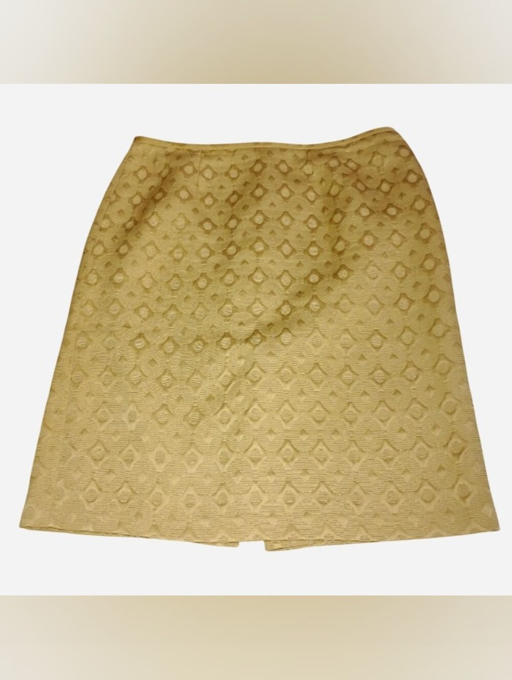 Isabella Suits Gold Jacquard Pencil Skirt Size 12 Geometric Brocade Kneelength